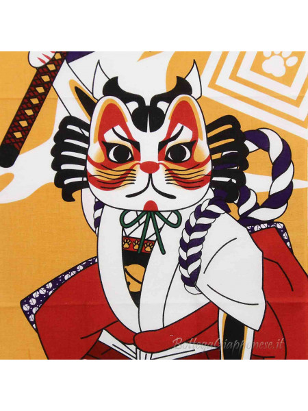 Tenugui art fuku neko kabuki