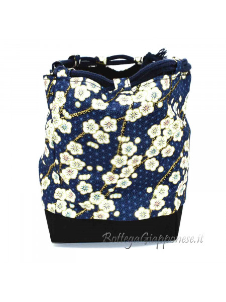 Kinchaku blue sakura handbag