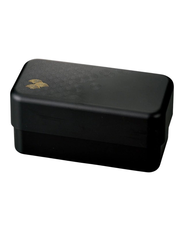 Bento Box Giapponese Elegante Motivo "Seigaiha" carbone e Oro