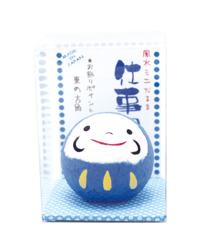 Daruma in Carta Washi Giapponese Blu Fortuna nella Carriera
