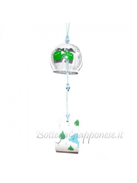 Fuurin glass bell frog with white umbrella