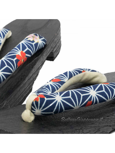 Geta Wooden sandals with blue hanao (M)