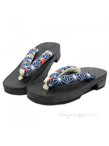 Geta Wooden sandals with blue hanao (M)