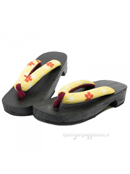 Geta wooden sandals flip flops asanoha sakura