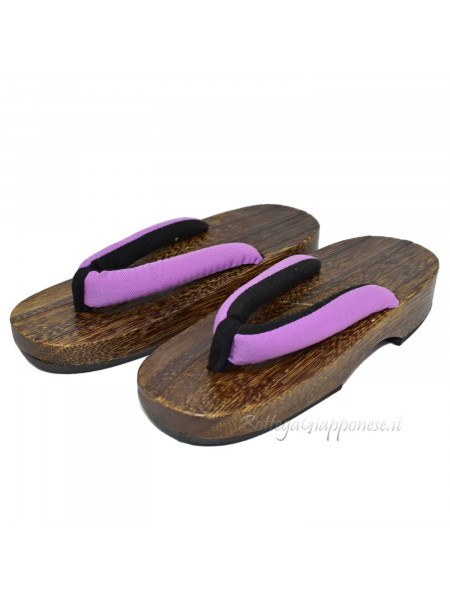 Geta Wooden Sandals with Purple Hanao (24cm)