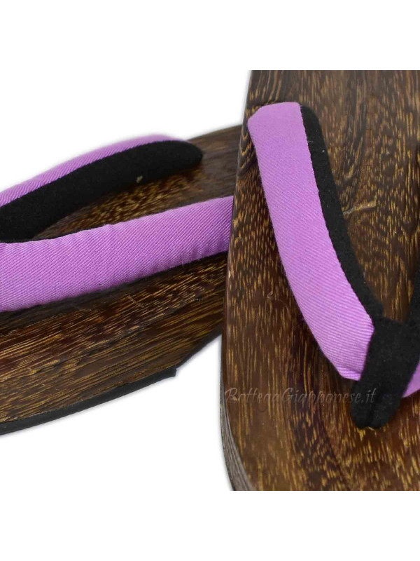 Geta Wooden Sandals with Purple Hanao (24cm)