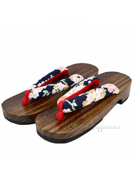 Geta Hanao blue wooden sandals (size M) Megumi