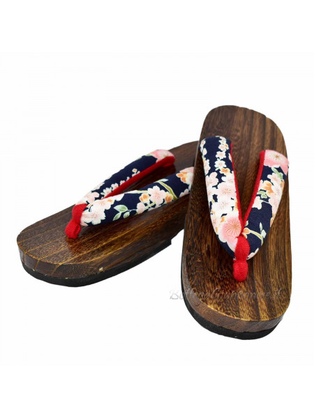 Geta Hanao blue wooden sandals (size M) Megumi