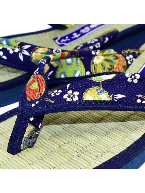 Zori blue Japanese natural flip flops