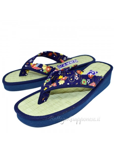 Zori blue Japanese natural flip flops