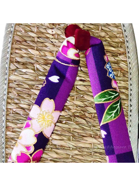 Zori sandali naturali infradito viola fiori
