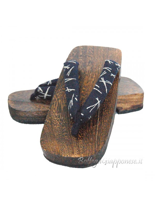 Geta wooden hanao blue flip flops