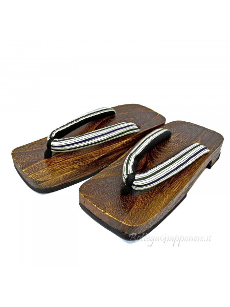 Geta wooden flip flops multicolored lines (XL)