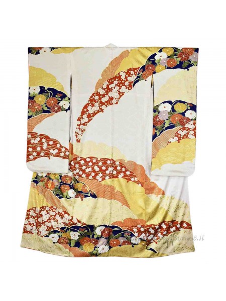 Furisode kimono seta kiku