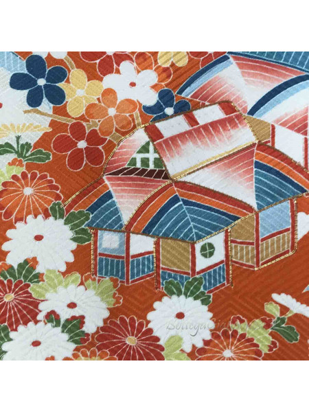 Furisode kimono seta momiji