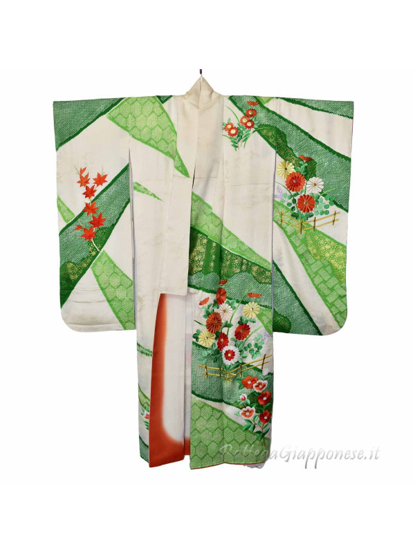 Furisode kimono seta shibori
