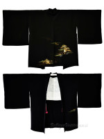 Haori giacca kimono seta scena di pesca