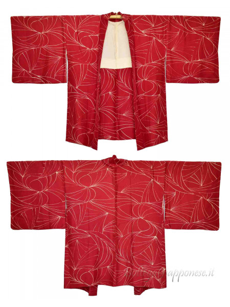 Haori giacca kimono seta rosso porpora