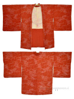 Haori brick red silk kimono jacket