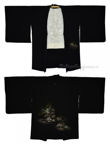 Haori giacca kimono seta disegno bosco