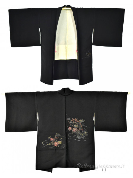 Haori jacket kimono silk peonies