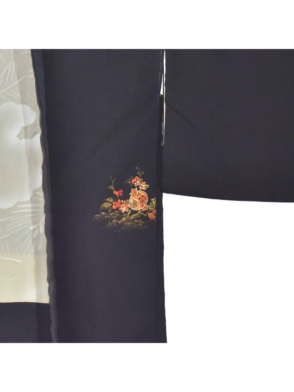 Haori black silk kimono jacket kozuci