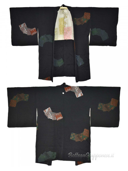 Haori silk kimono jacket designed square shapes