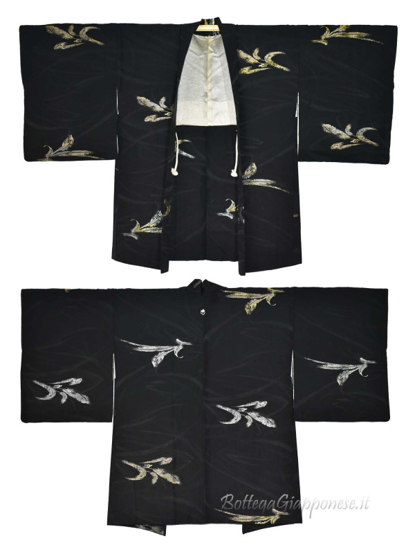 Haori giacca kimono seta piume brillanti