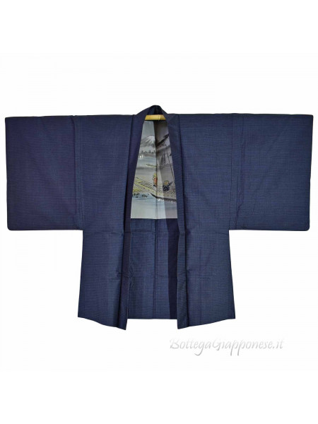Haori jacket men silk kimono boat scenes