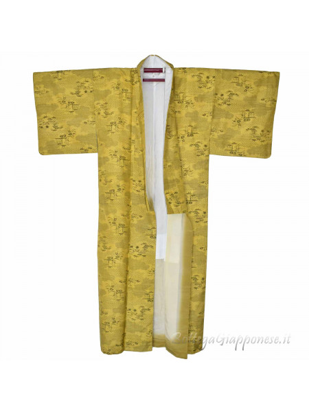 Komon golden yellow silk kimono