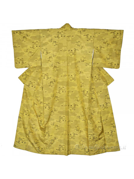 Komon golden yellow silk kimono