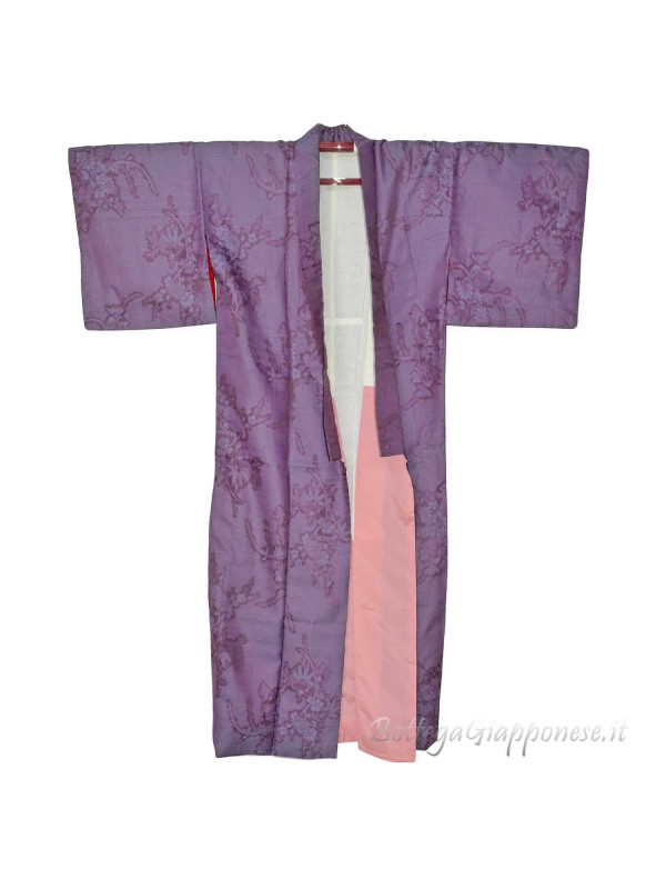 Komon kimono seta colore lilla cangiante