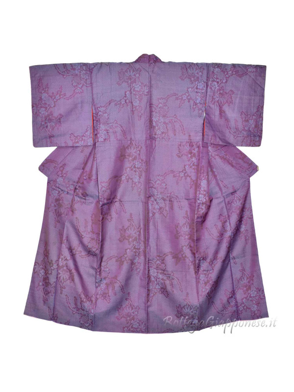 Komon kimono seta colore lilla cangiante