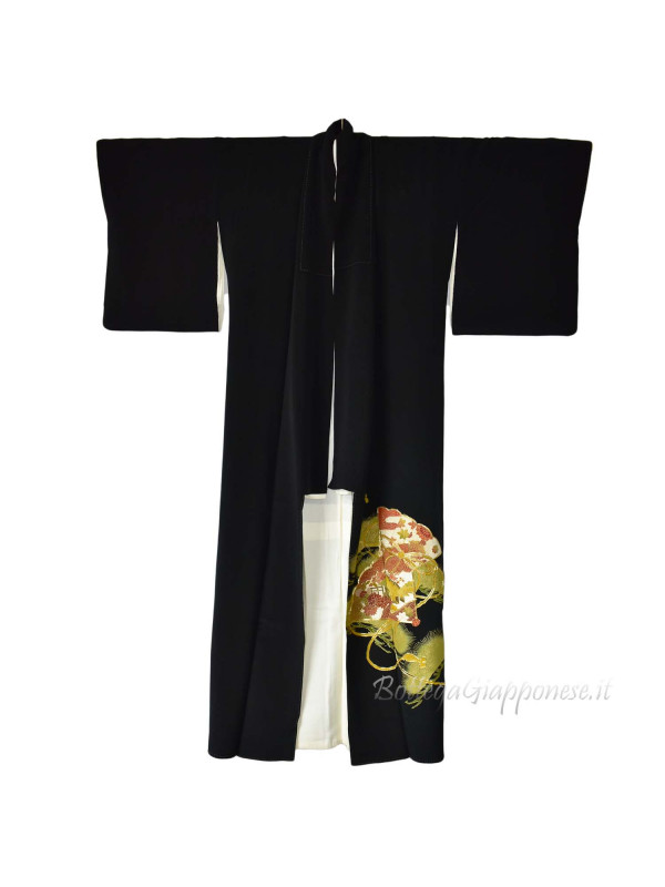 Kurotomesode kimono seta Ougi