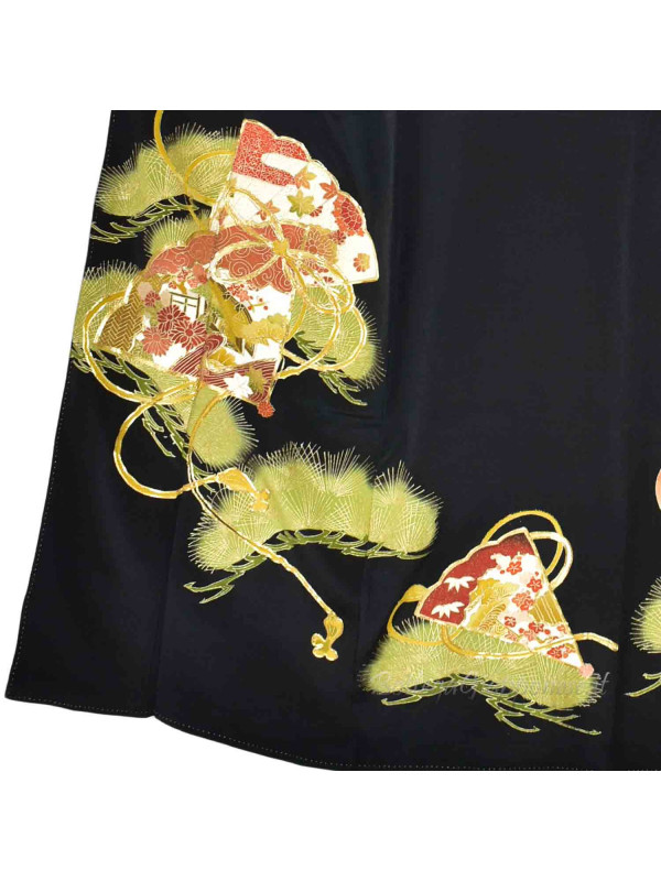 Kurotomesode kimono seta Ougi
