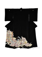 Kurotomesode musubi silk kimono