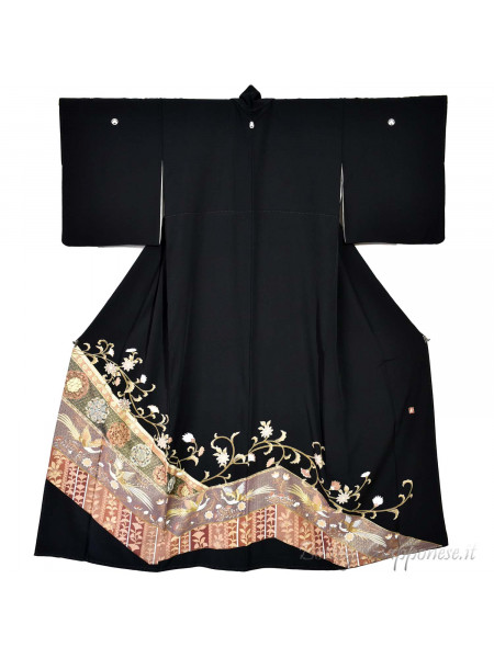 Kurotomesode Kimono silk embroidery and phoenix