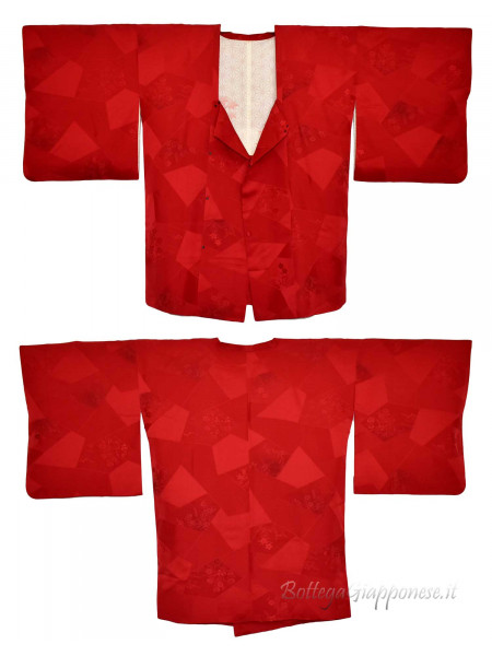 Michiyuki rosso damascato giacca kimono
