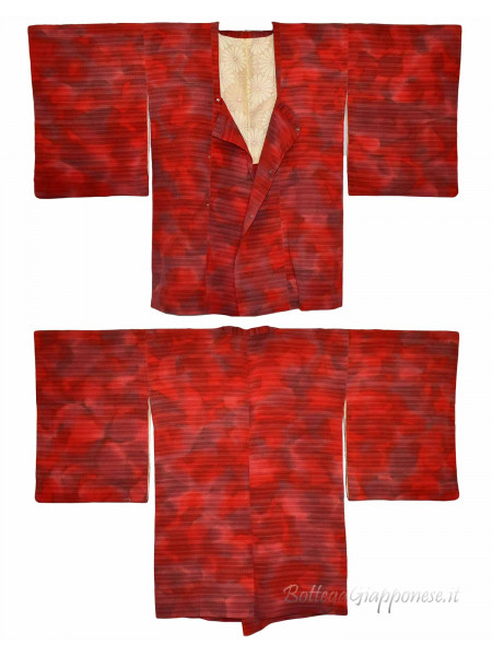 Michiyuki rosso acquerello giacca kimono