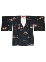 Michiyuki giacca kimono nera in seta shibori