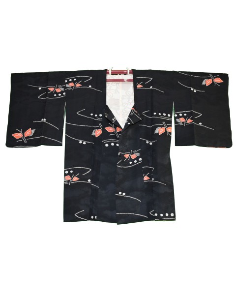 Michiyuki giacca kimono nera in seta shibori
