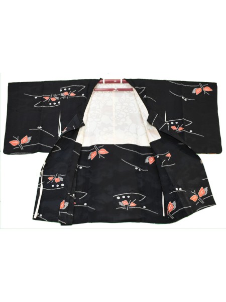 Michiyuki giacca kimono nera in seta shibori