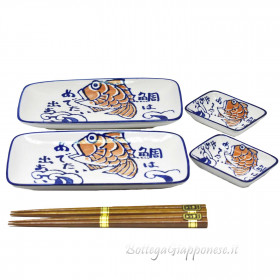Sushi box Medetai set x2 plates, bowls and chopsticks