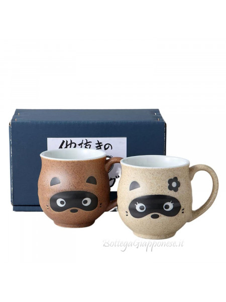 Pair of tanuki mugs gift set