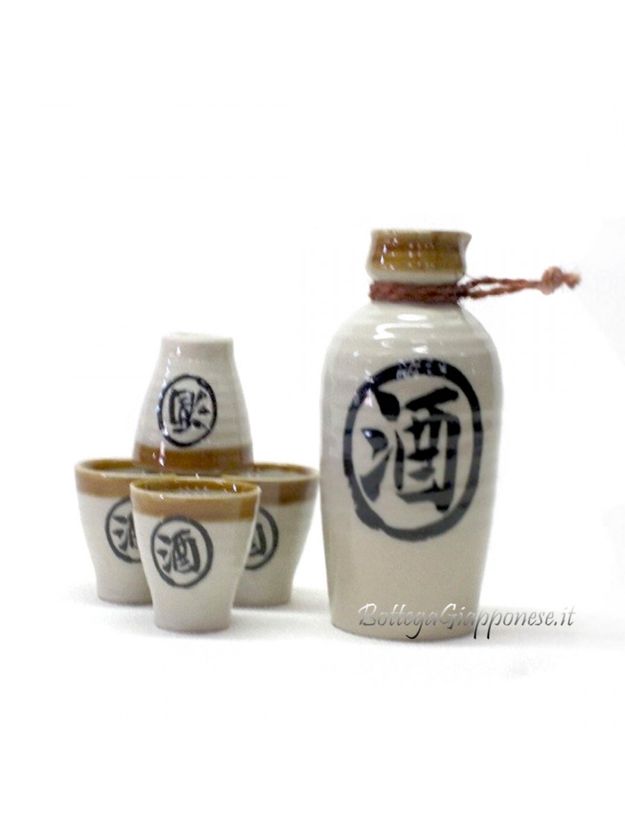 HAOKAN Set di 5 sake con scaldino bottiglia di sake 4 tazze di sake e più caldo set di mini sake giapponesi in ceramica giapponese tradizionale con bottiglia per sake 