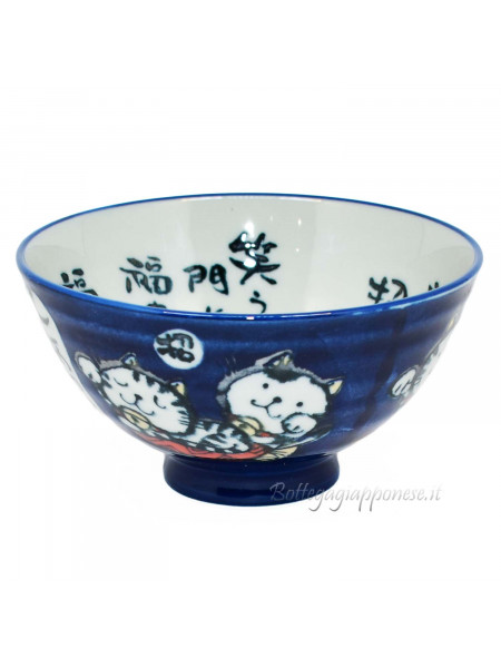 Bowl with maneki neko blue design(11,5x6cm)