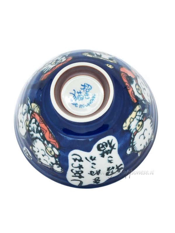 Bowl with maneki neko blue design(11,5x6cm)