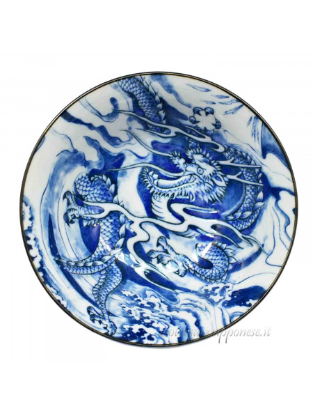 Ciotola con disegno drago (15x6,5cm) blu