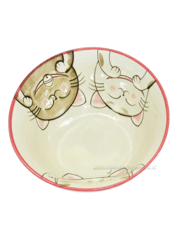 Bowl with neko faces (15x7cm pink)