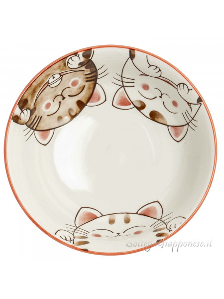 Bowl with smiling cats design (19.5x7cm) R